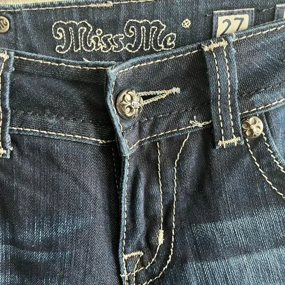 NWOT Miss Me Dark Wash Embellished Skinny Jeans Size 27 Style JP46565 - Picture 8 of 14